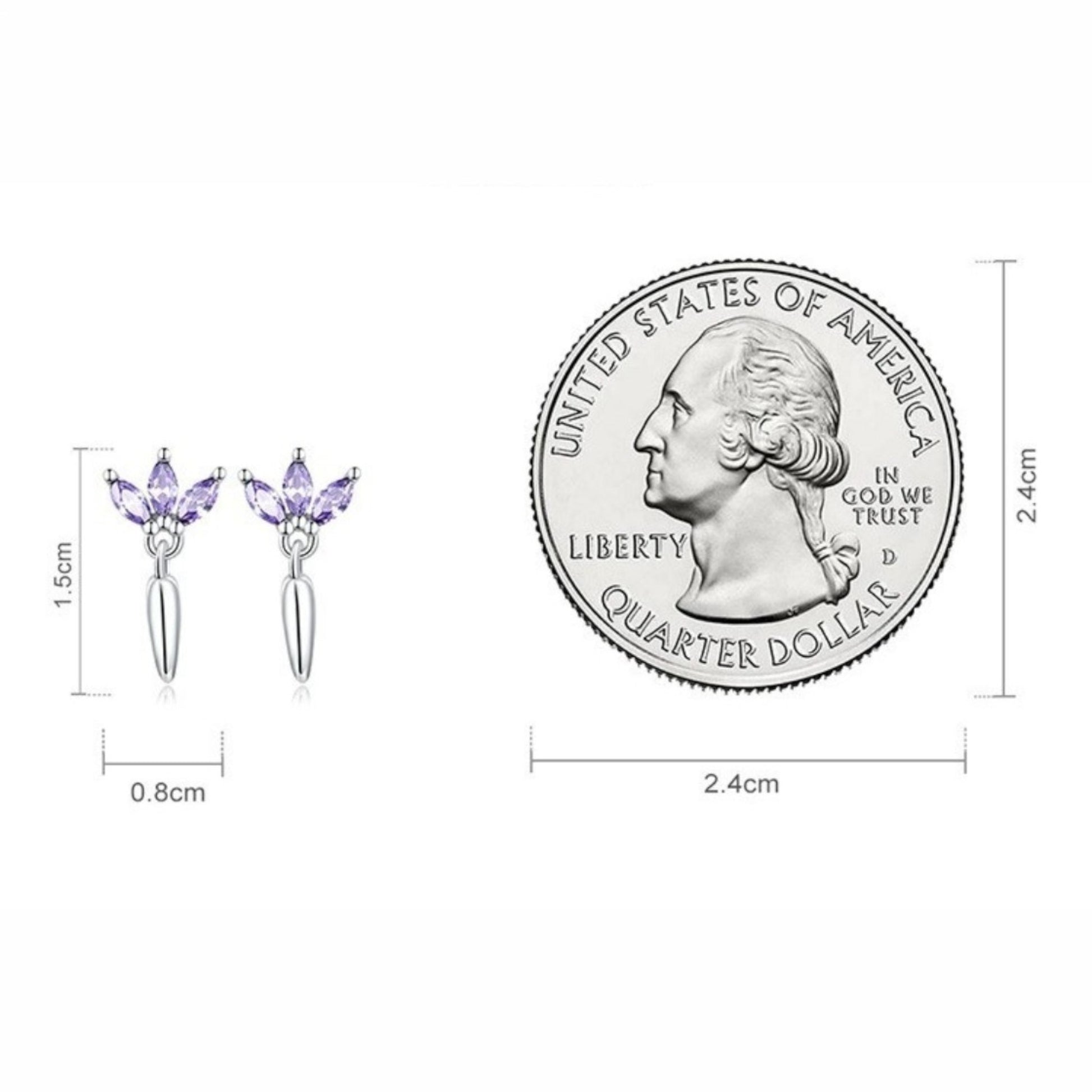 925er Sterling Silber Ohrringe mit lila Zirkonia-Kristallen in Wassertropfen-Form - STILEDEL