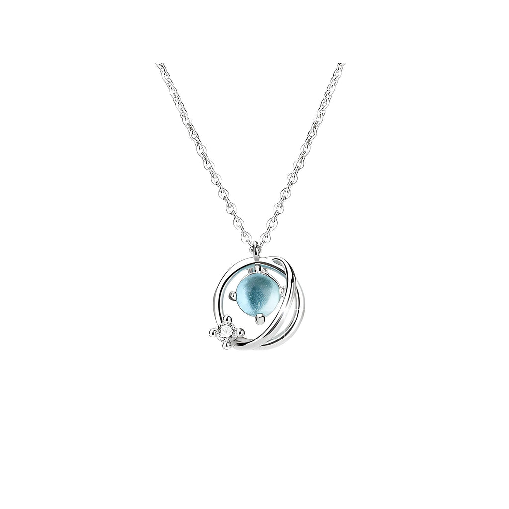 Universums – Eleganz in 925er Silber -Planet Erde Halskette - STILEDEL