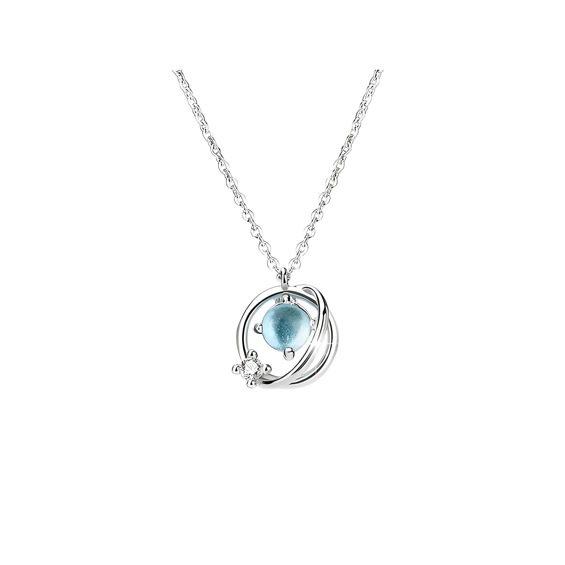 Universums – Eleganz in 925er Silber -Planet Erde Halskette - STILEDEL