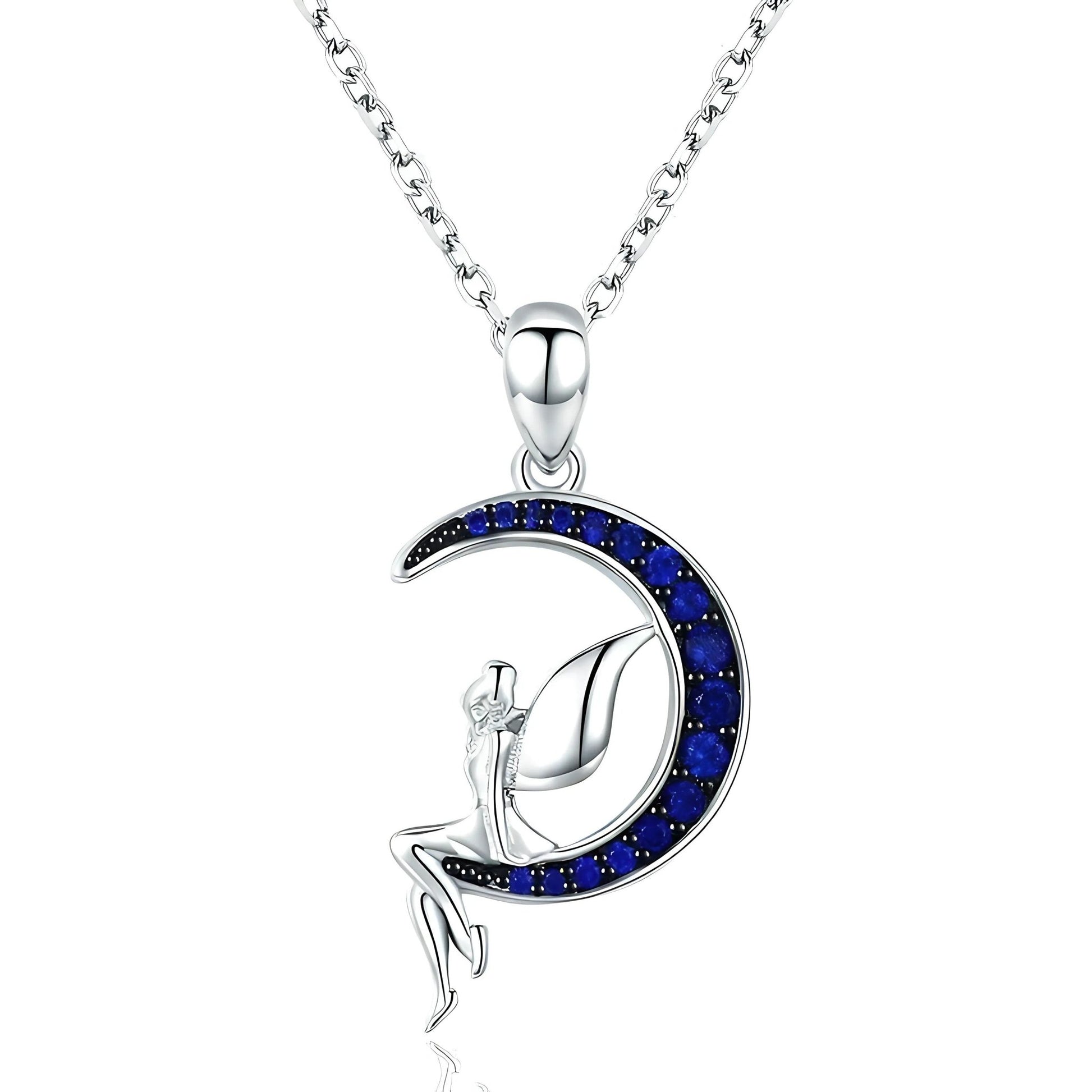 Glücksfee-Halskette – Eleganz im blauen Mond aus 925er Sterlingsilber - STILEDEL