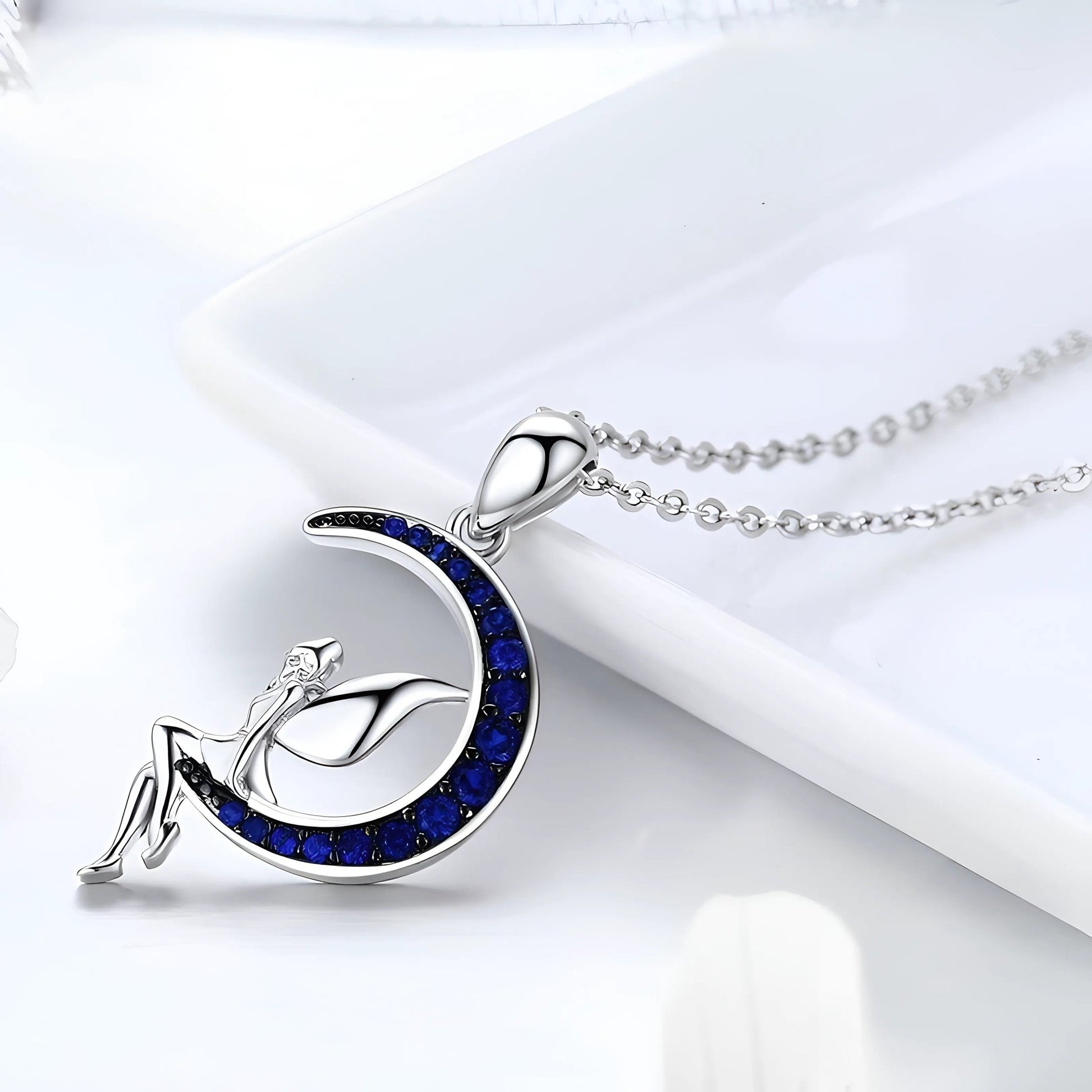 Glücksfee-Halskette – Eleganz im blauen Mond aus 925er Sterlingsilber - STILEDEL