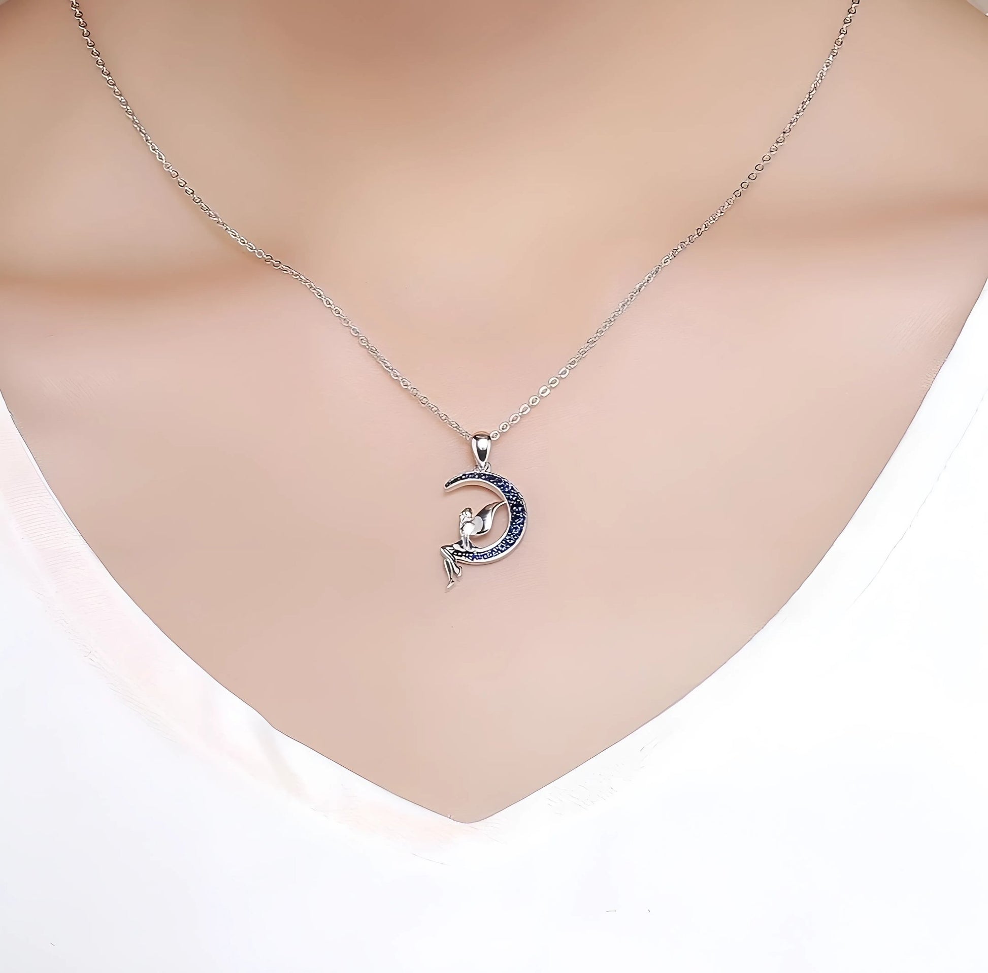 Glücksfee-Halskette – Eleganz im blauen Mond aus 925er Sterlingsilber - STILEDEL