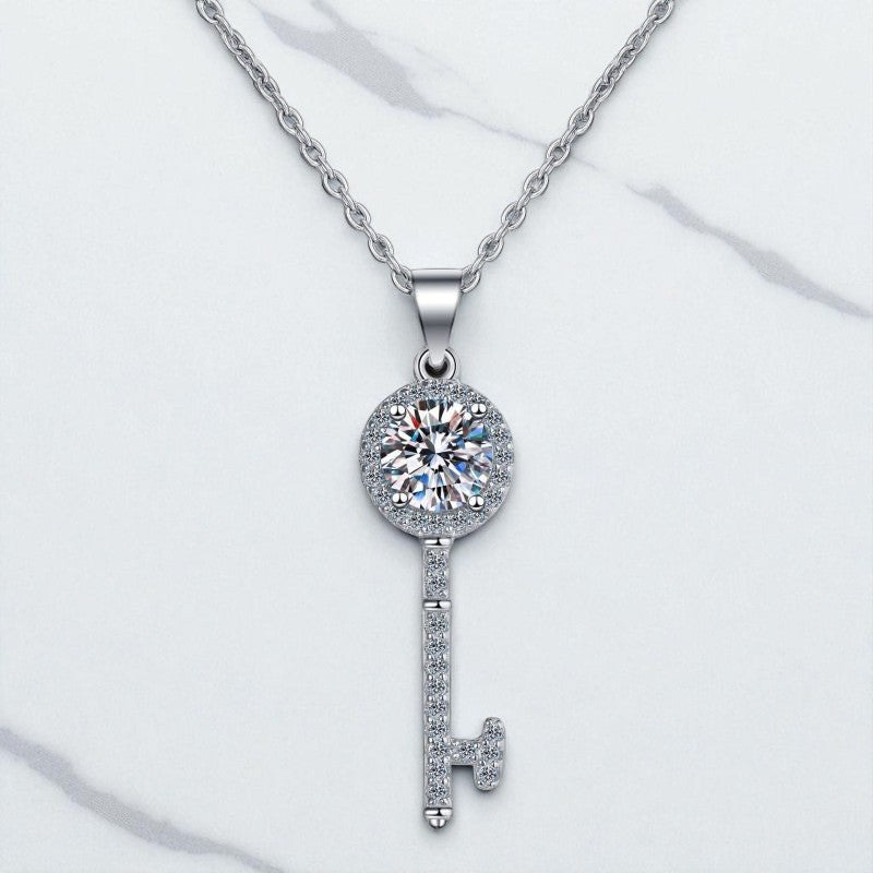 S925 Moissanite Schlüssel-Anhänger – Funkelnde Halskette für Frauen - STILEDEL