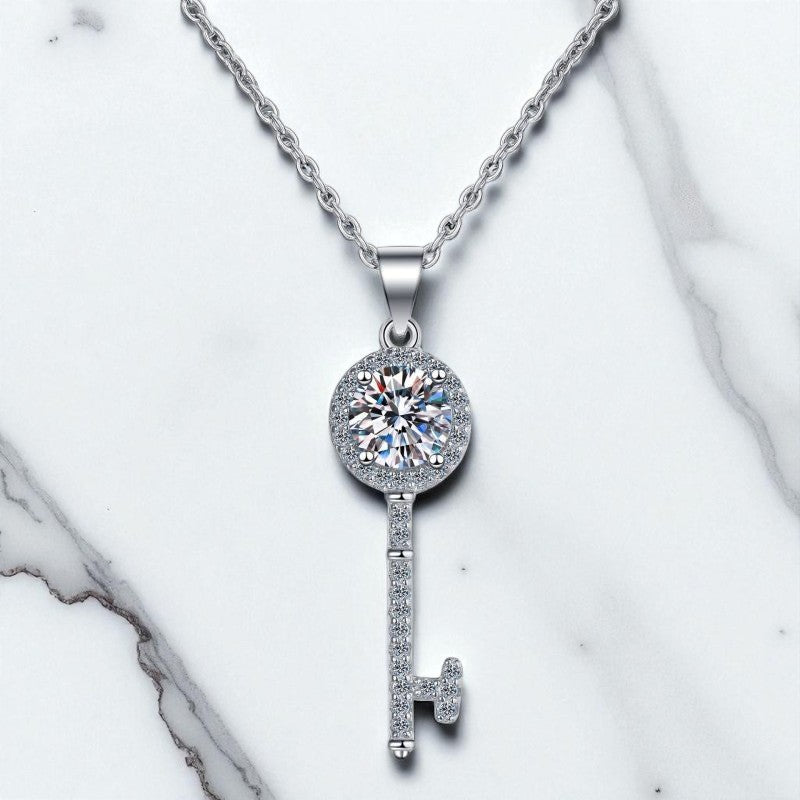 S925 Moissanite Schlüssel-Anhänger – Funkelnde Halskette für Frauen - STILEDEL