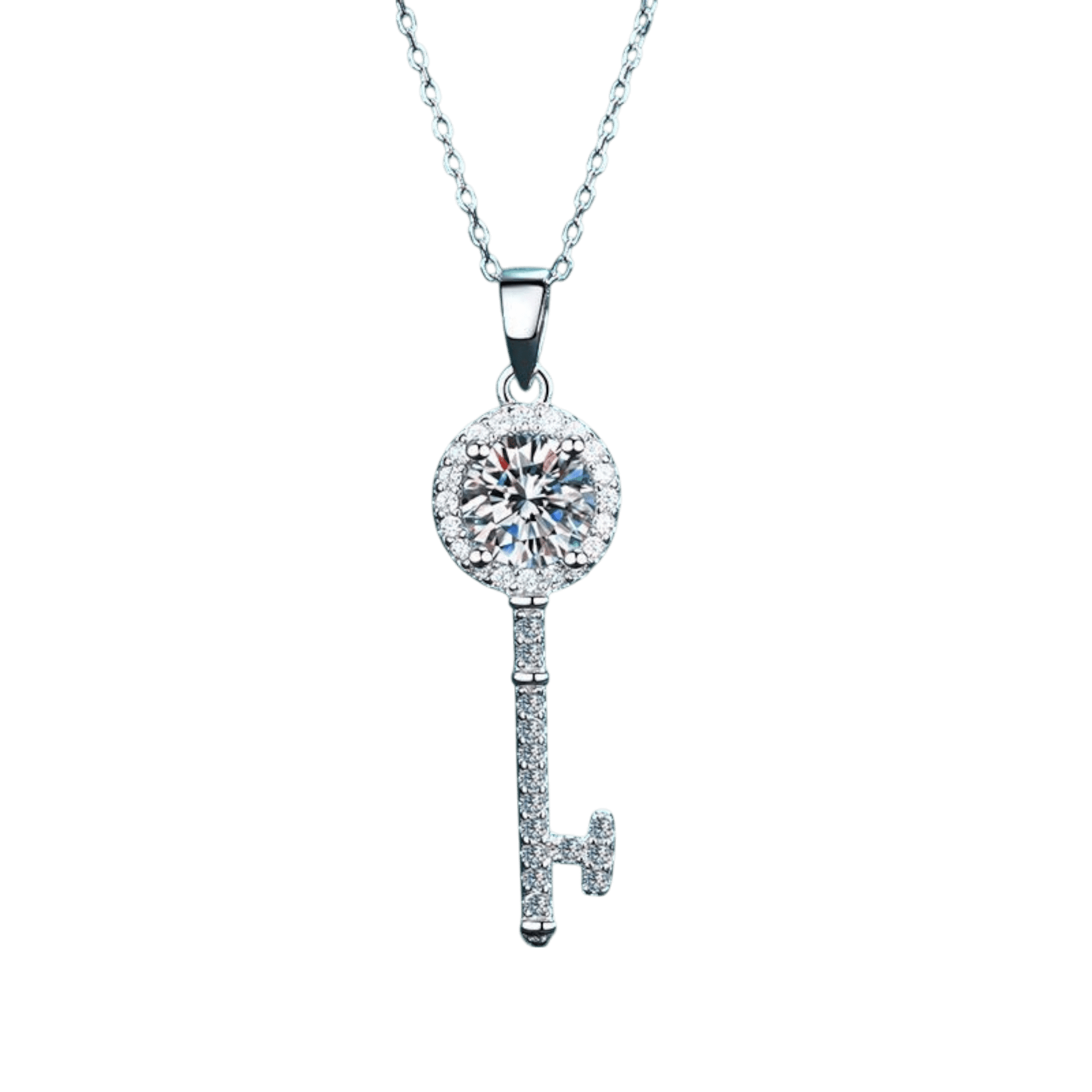S925 Moissanite Schlüssel-Anhänger – Funkelnde Halskette für Frauen - STILEDEL